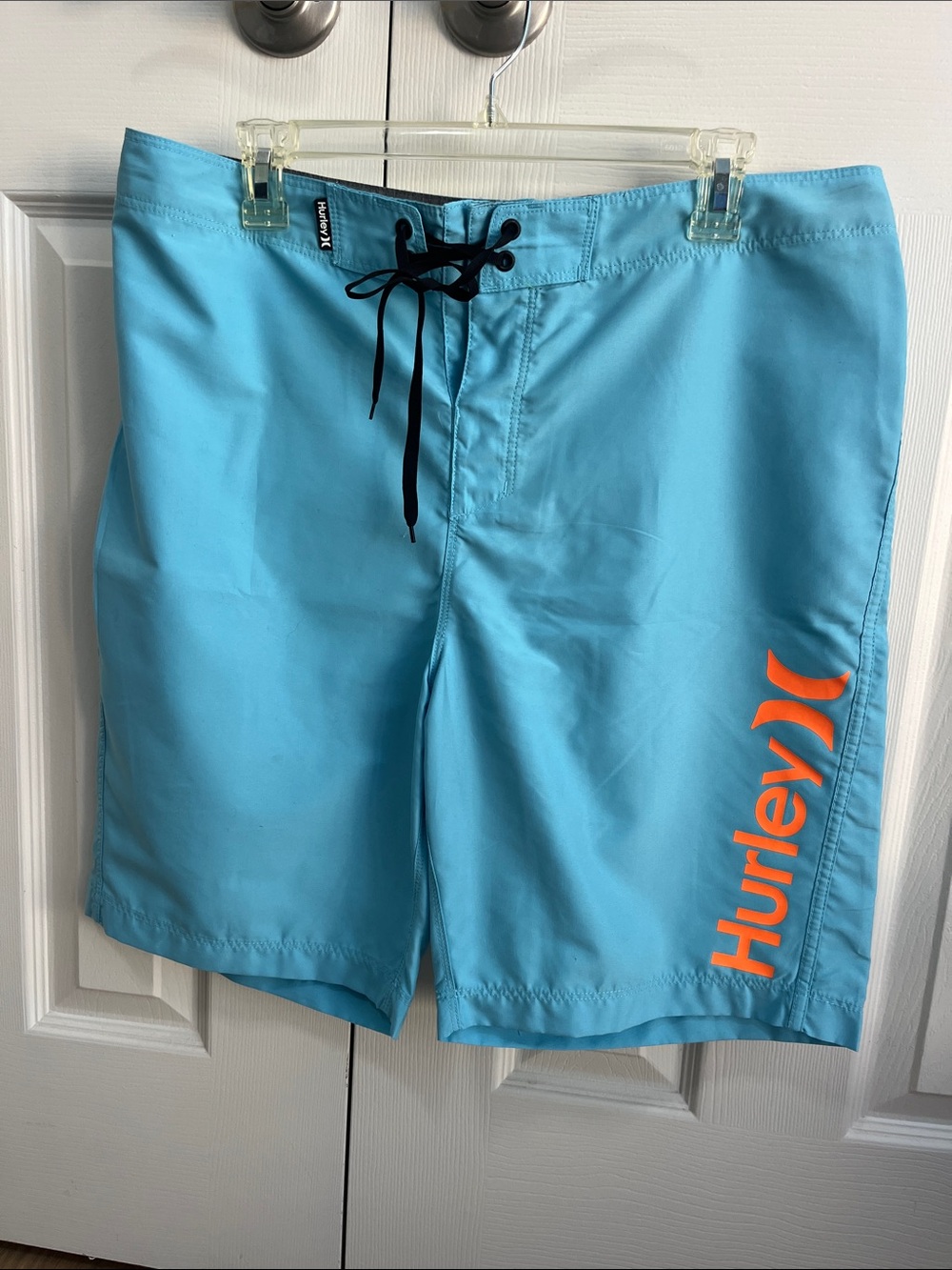 Hurley Men’s Turquoise Board Shorts with Orange Logo